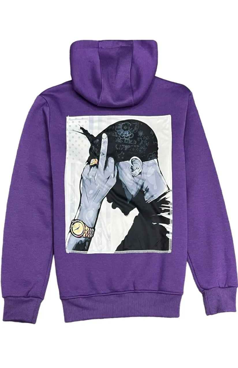 Purple Graphic Men's Hoodies Regular-Fit Tailored Recreation Premium