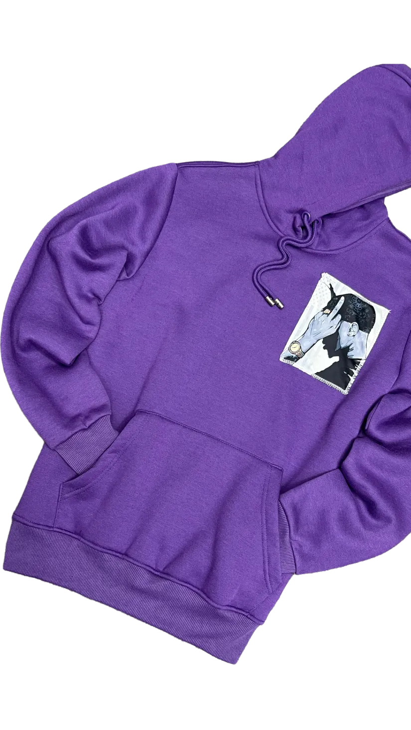 Purple Graphic Men's Hoodies Regular-Fit Tailored Recreation Premium