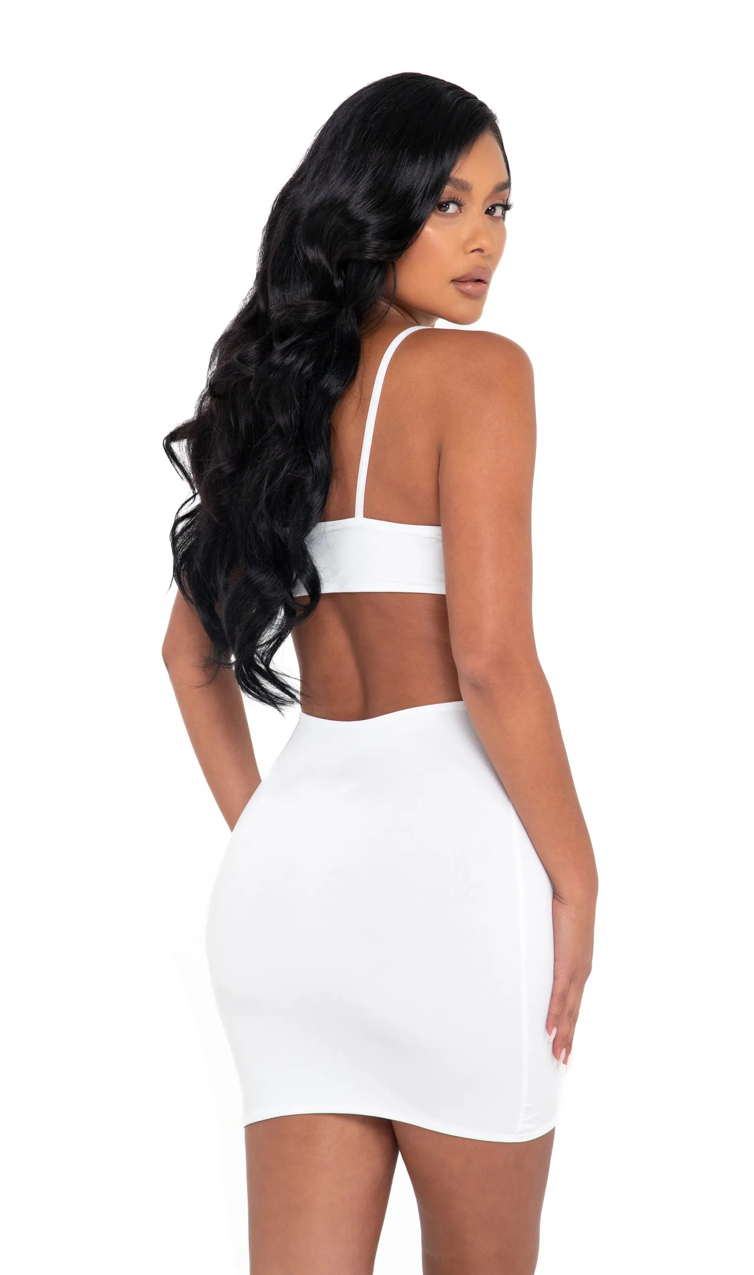 Roma Cutout Sculpted Mini Dress White