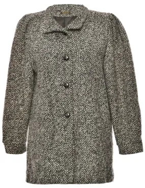 Single Breasted Grey Classic Coat - L