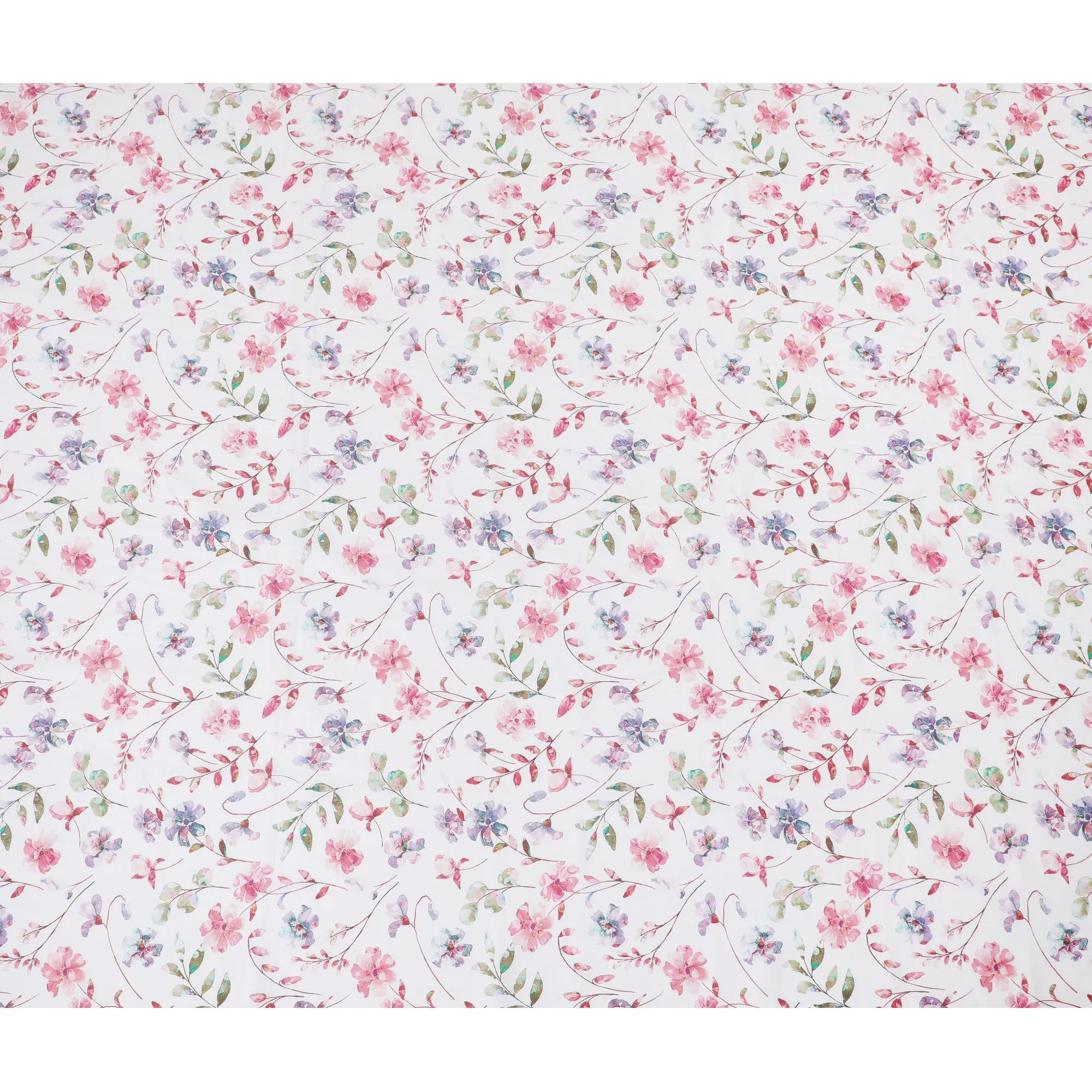 Spring Blossom Cotton Voile Fabric - 110cm Wide, Delicate Watercolor Floral from India-D18535