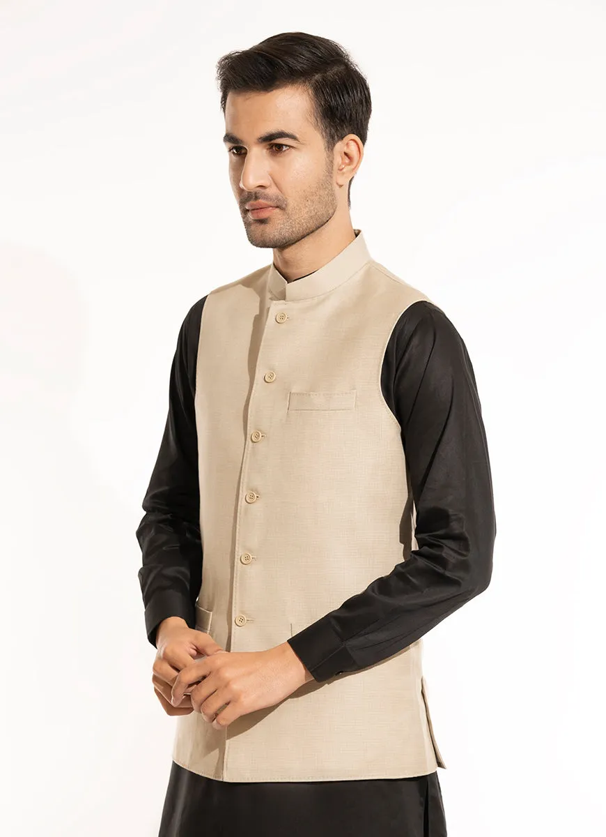 Waist Coat - Linwool Brown Plain