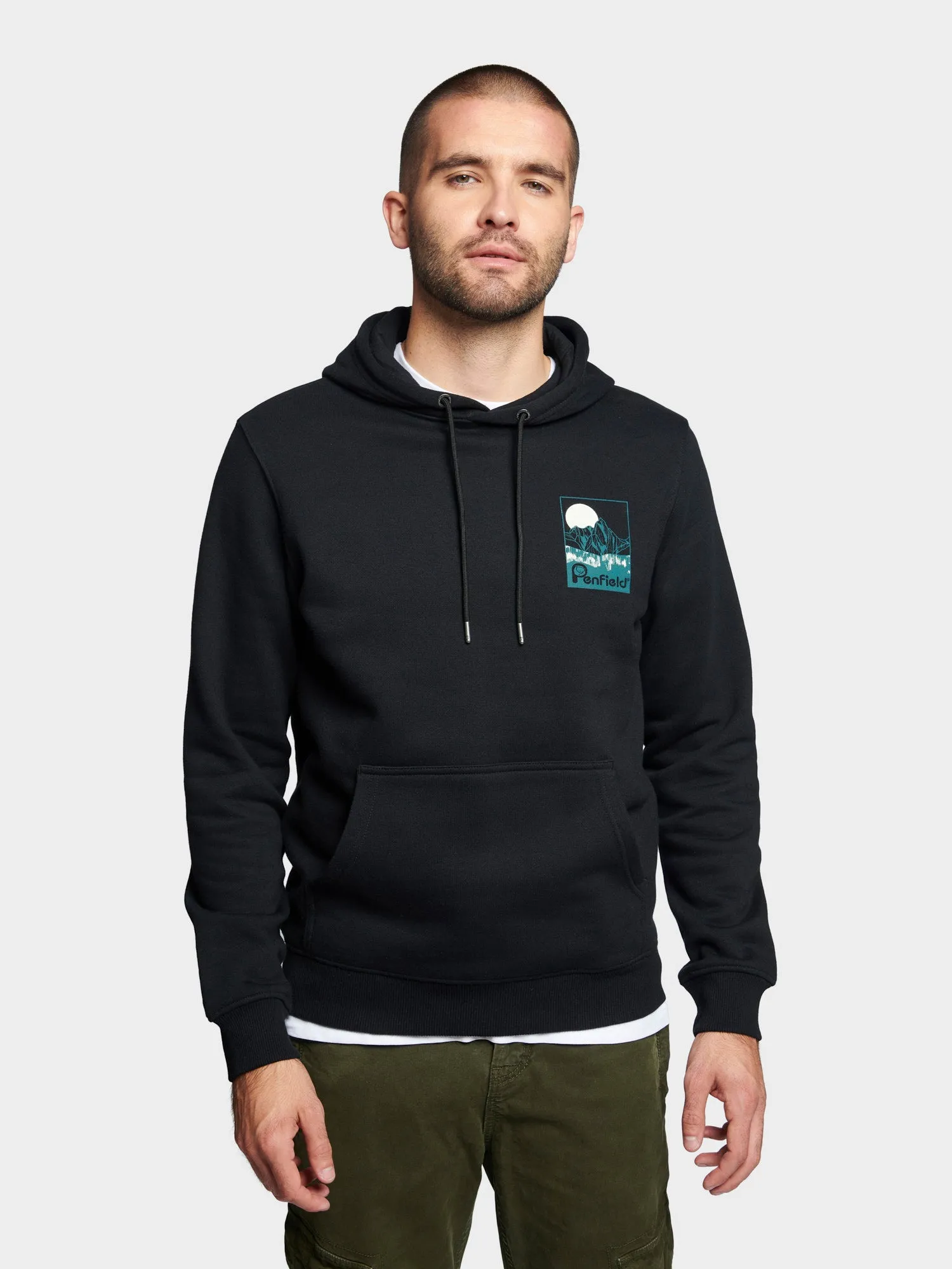 Washed Mountain Graphic Hoodie in Black