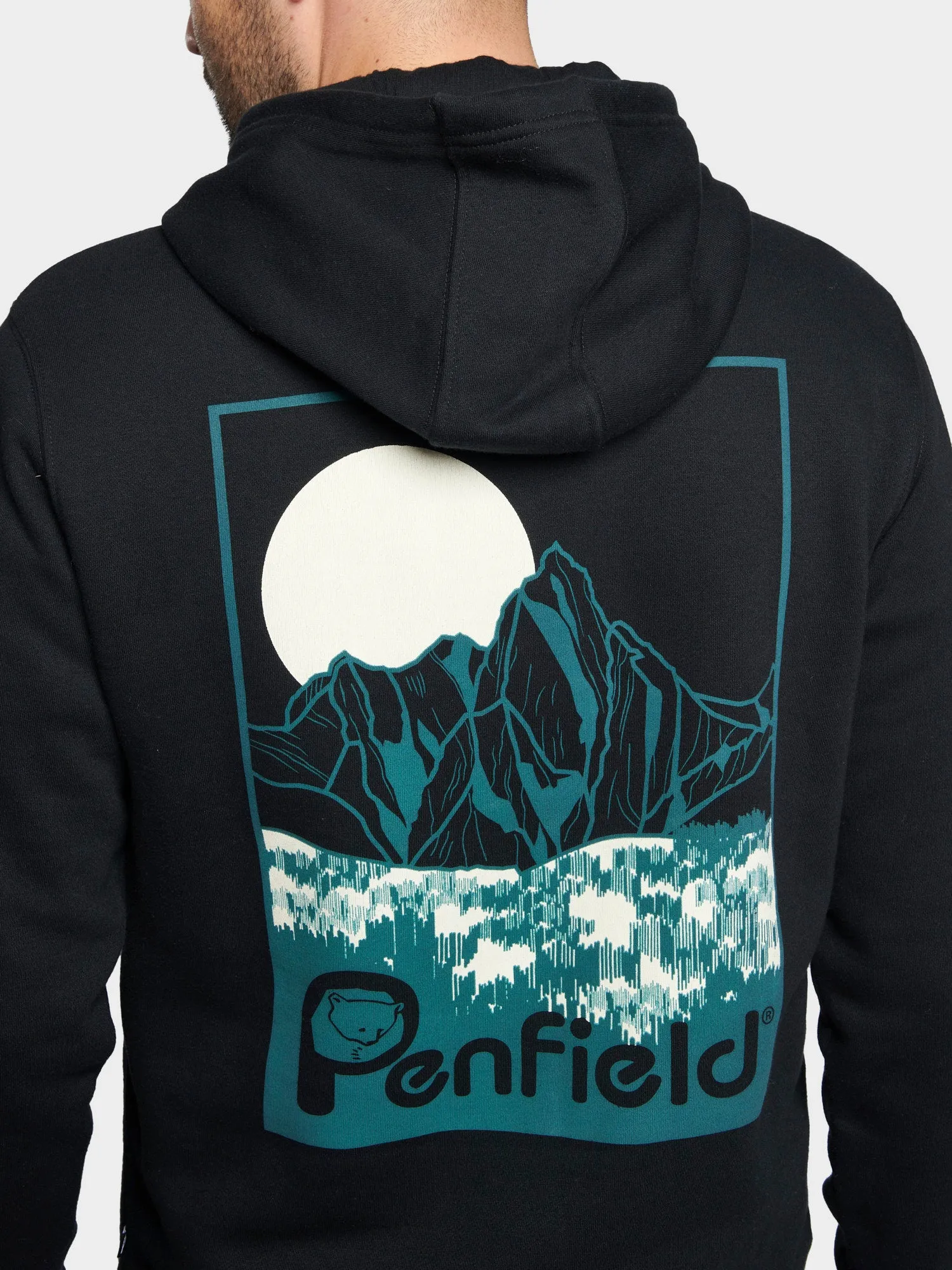 Washed Mountain Graphic Hoodie in Black