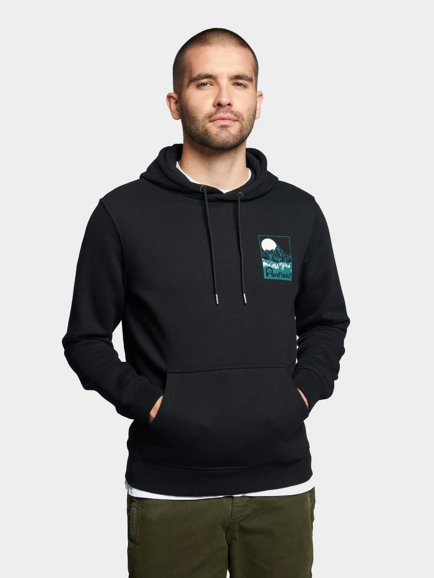 Washed Mountain Graphic Hoodie in Black