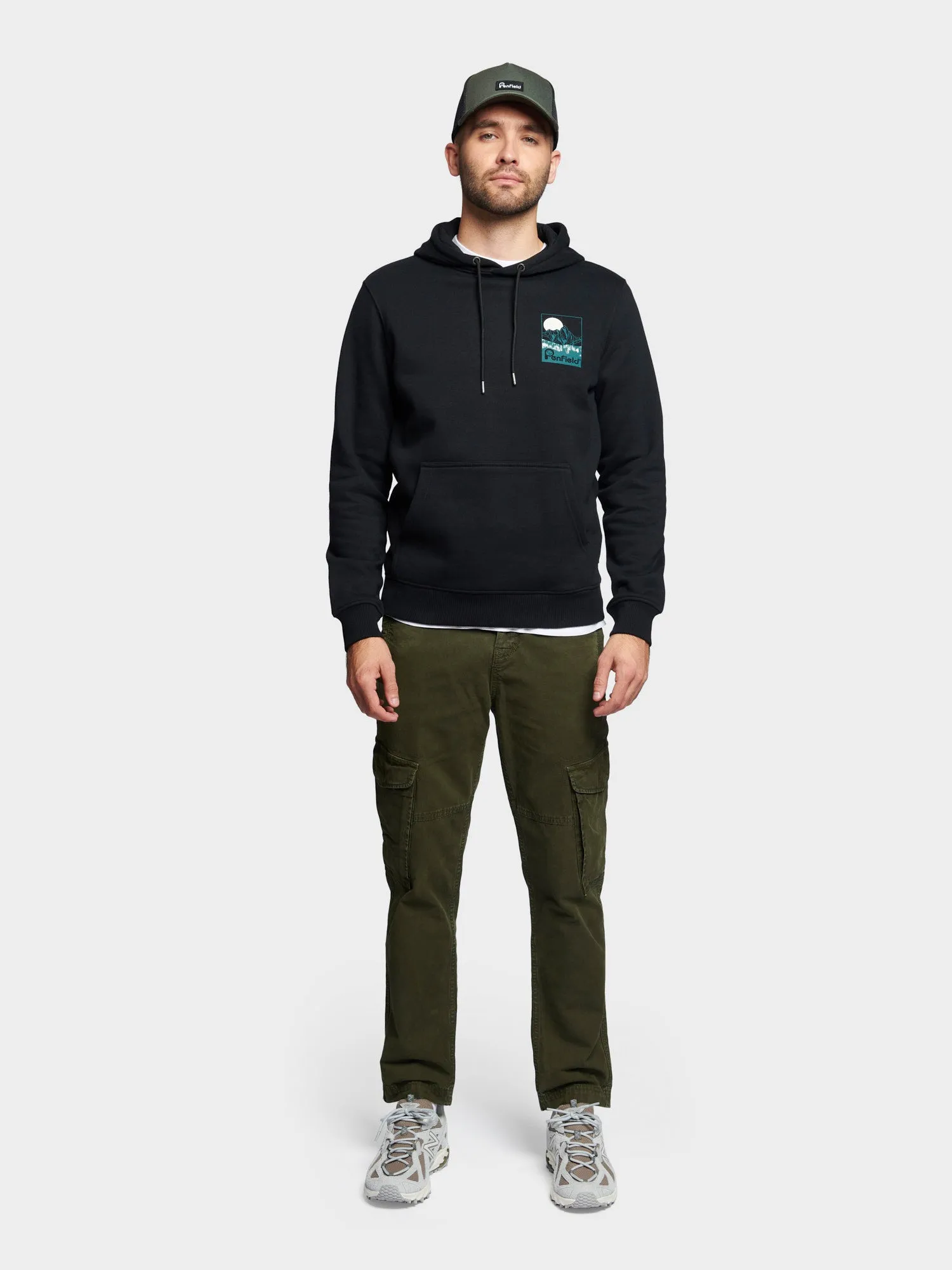 Washed Mountain Graphic Hoodie in Black