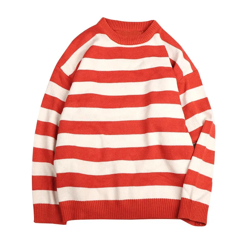 Wenkouban Striped Sweater Women Oversized Jumper Knitted Pullover Casual Crew Neck Jumper Ladies Harajuku Knitwear Autumn Warm Streetwear