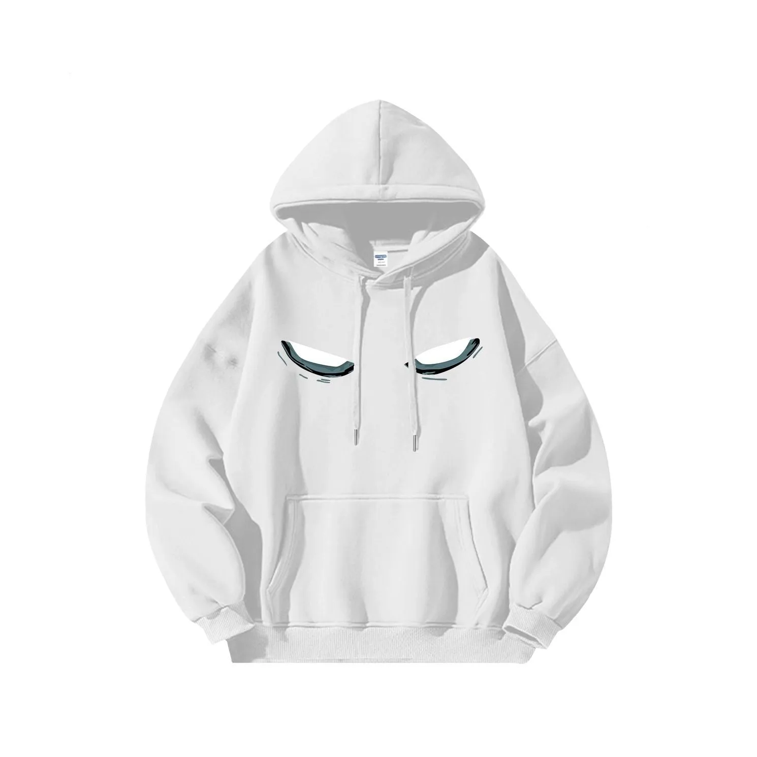 White eye print pure cotton hoodie