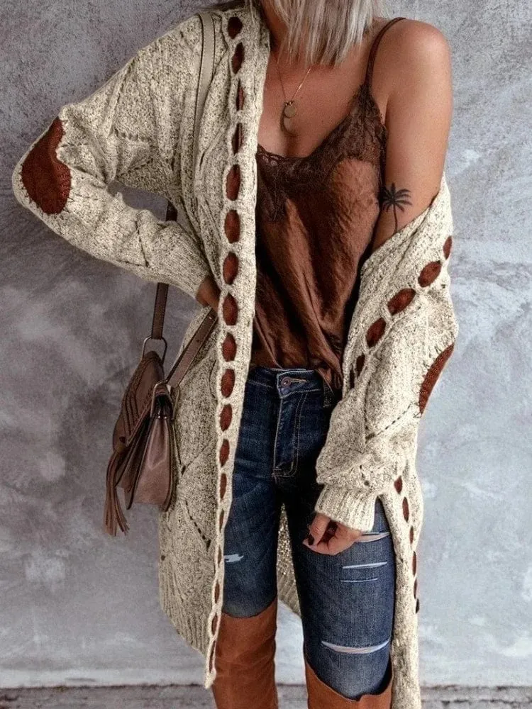 Women Oversized Hooded Long Cardigan Knitted Sweater