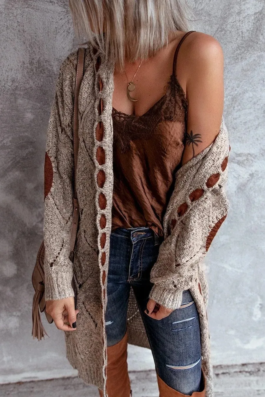 Women Oversized Hooded Long Cardigan Knitted Sweater