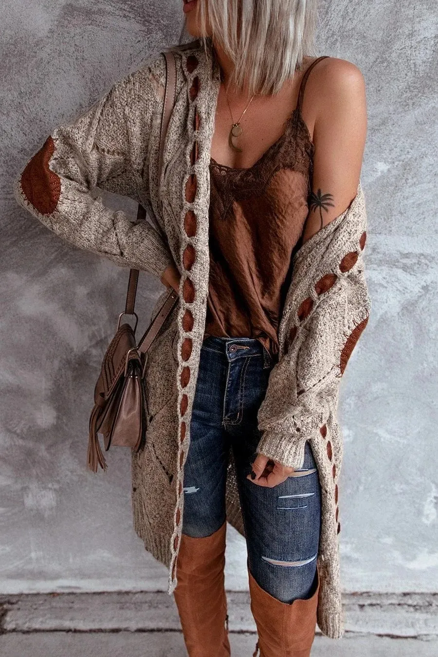 Women Oversized Hooded Long Cardigan Knitted Sweater