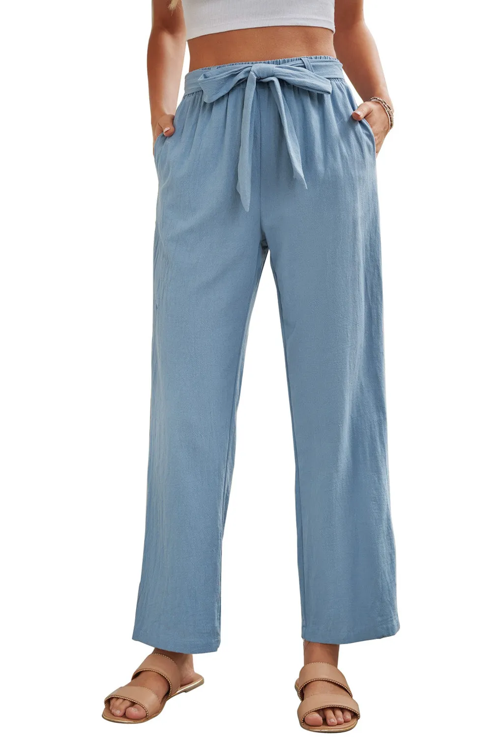 Women's Classic Wide Leg Pants With Drawstring